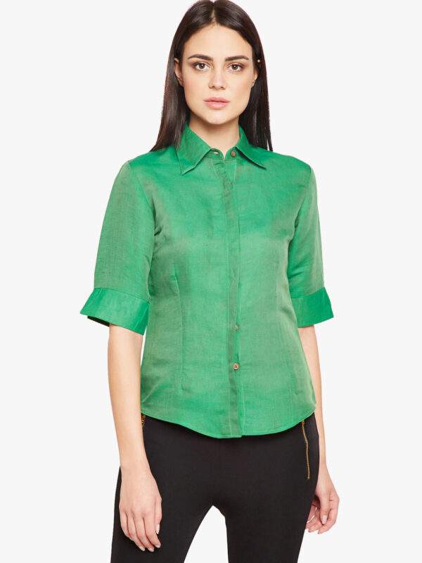 Green cotton linen shirt