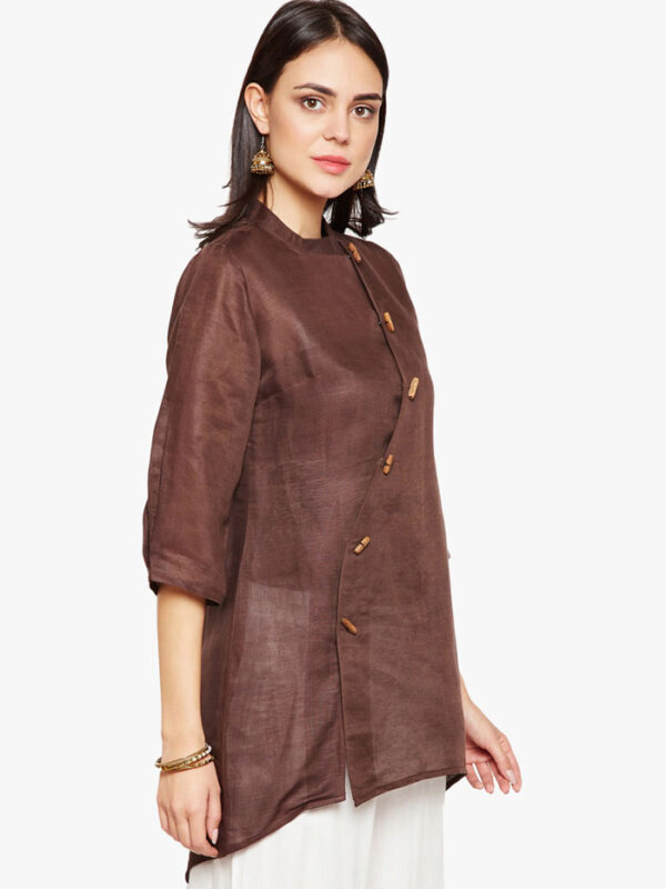Brown colored cotton linen tunic