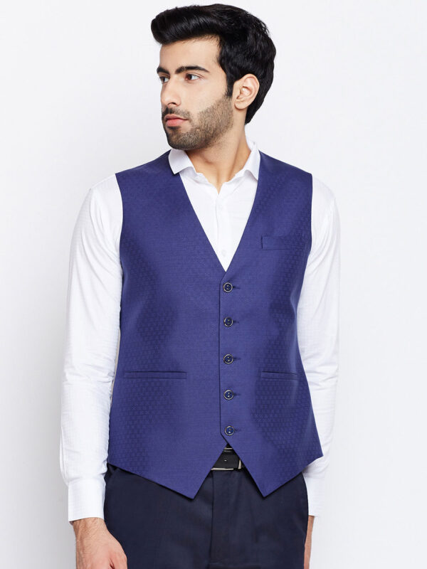 Printed Waistcoat in blue color