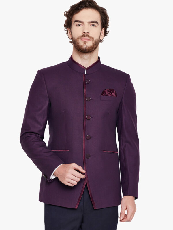 Bandhgala blazer in purple